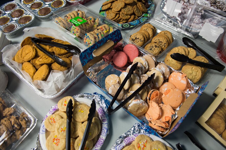 Desserts occupy the sweets table during the Airmen’s Thanksgiving Luncheon, Nov. 13, 2015, at Moody Air Force Base, Ga. This year approximately 250 Airmen attended the event. Team Moody members and various organizations joined forces to organize the luncheon and prepare the meal. (U.S. Air Force photo by Senior Airman Ceaira Tinsley/Released)