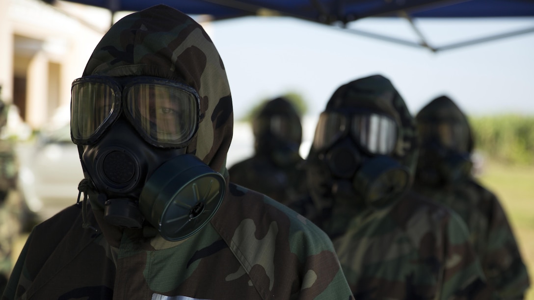 Royal Cambodian Armed Forces Maj. Lim Bonida participates in a technical decontamination class at the Institute of Explore and Experiment on Substance of Chemical Weapons, Longvek, in the Kingdom of Cambodia, Oct. 30, 2015. Chemical, biological, radiological and nuclear Marines provided the National Authority of Chemical Weapons RCAF with basic CBRN training in support of the Humanitarian Mine Action program. The program focuses on assisting selected countries in relieving human suffering and in developing an indigenous mine action capability to help with explosive remnants of war. Bonida is with the Department of Information, Station Supervision, NACW, RCAF. 