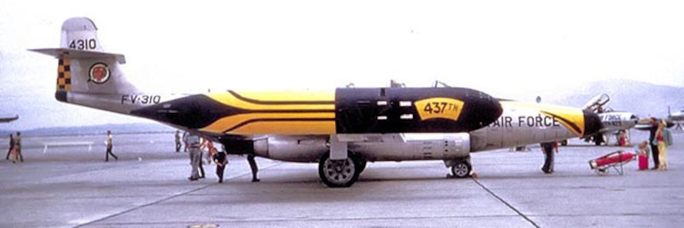 An F-89D from the 437th Fighter Group in regular paint at the Oxnard Air Force Base home airshow in 1954. 