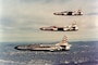 Formation of three F-94Cs (S/N 51-5642, 50-1063 and 51-5549) of the 354th Fighter Interceptor Squadron, Oxnard Air Force Base, Calif., on June 19, 1956.