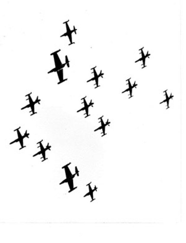 A formation of the 414th Fighter Group flying F-89s and F-94Cs from Oxnard Air Force Base, California in the late 1950s.

