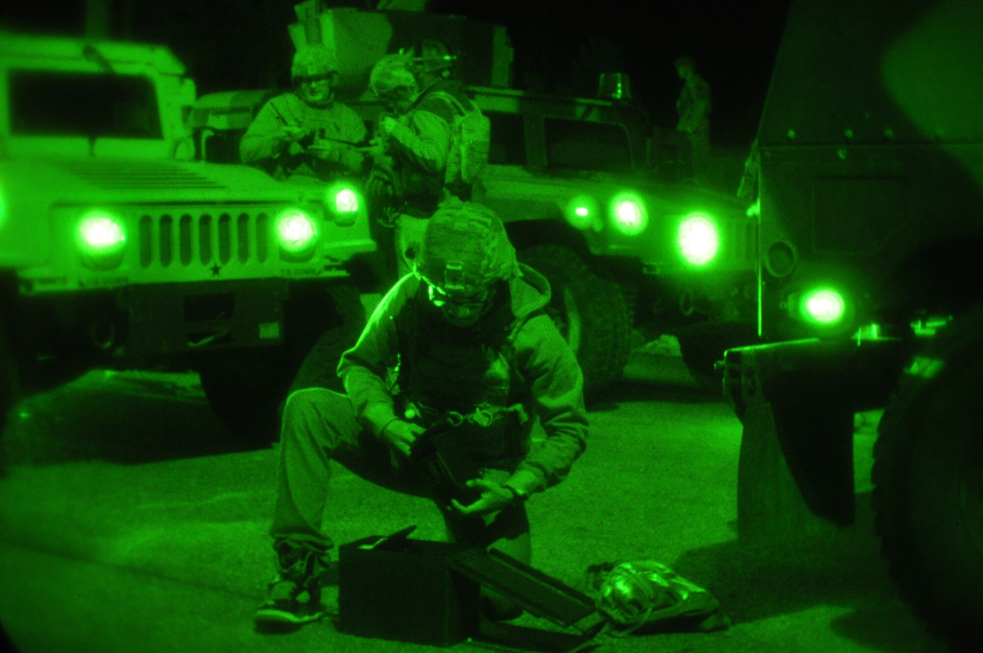 A 341st Security Forces Group Airman prepares for a mission at Malmstrom Air Force Base, Mont., during exercise GLOBAL THUNDER 16, Nov. 5, 2015. The 341st SFG is part of U.S. Strategic Command’s (USSTRATCOM) Task Force 214 and supports the command’s strategic deterrence mission by operating and maintaining the Air Force’s Intercontinental Ballistic Missile force. GLOBAL THUNDER is an annual U.S. Strategic Command training event that assesses command and control functionality in all USSTRATCOM mission areas and affords component commands a venue to evaluate their joint operational readiness. Planning for GLOBAL THUNDER 16 has been under way for more than a year and is based on a notional scenario with fictitious adversaries. USSTRATCOM, one of nine DoD unified combatant commands, relies on various task forces for the execution of its global missions, which also include space operations; cyberspace operations; joint electronic warfare; global strike; missile defense; intelligence, surveillance and reconnaissance; combating weapons of mass destruction; and analysis and targeting. (U.S. Air Force photo by Airman Collin 
Schmidt)