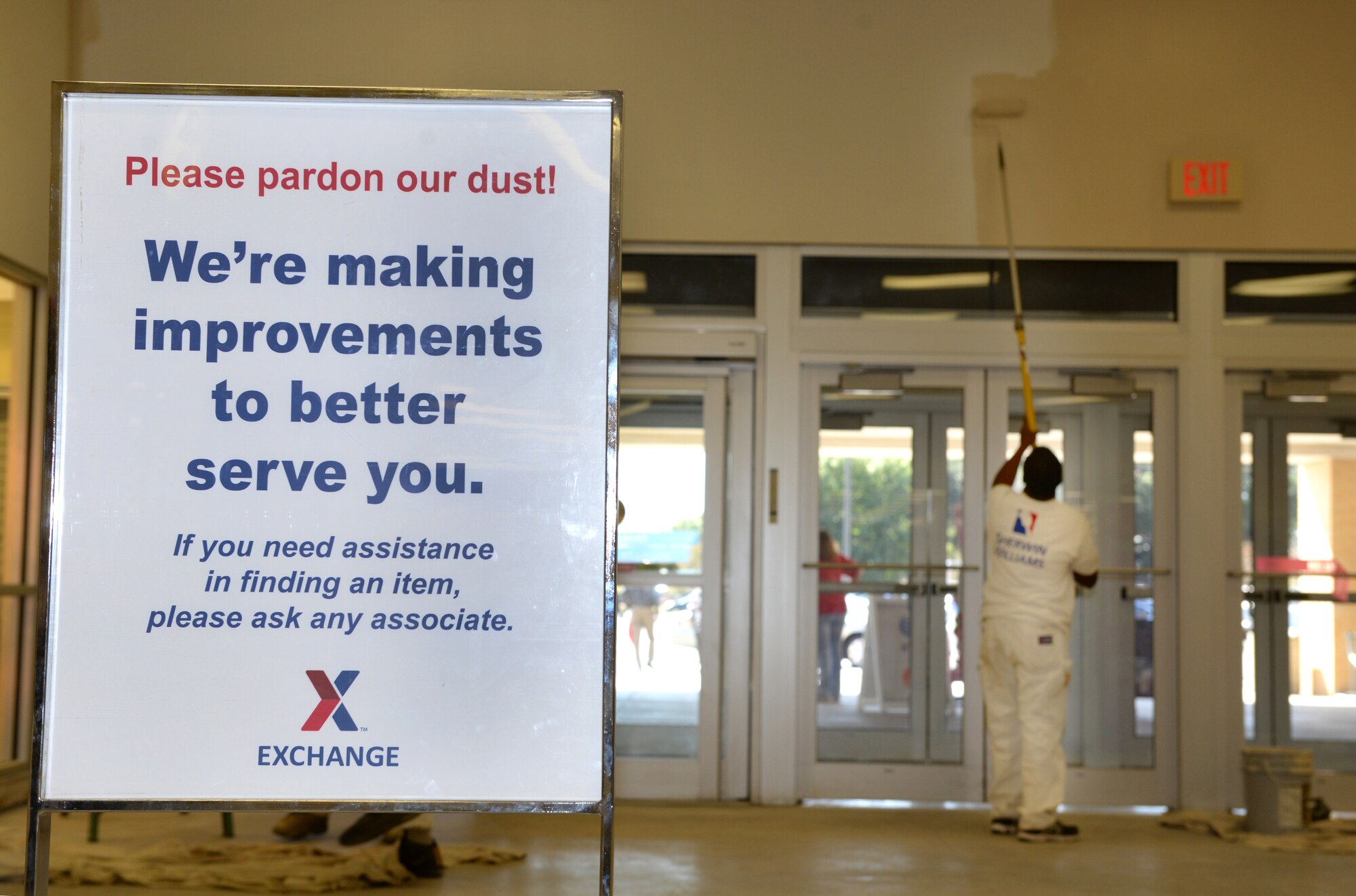 The Barksdale Exchange is getting a facelift in the form of a six-month remodel which is scheduled to conclude February, 2016. Renovations are underway to better serve customers with high-demand products and a fresh new look. (U.S. Air Force photo/Airman 1st Class Curt Beach)