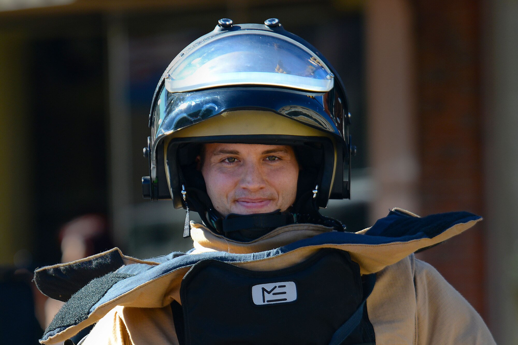 U.S. Air Force Senior Airman Wesley Clayton, 20th Civil Engineer Squadron explosive ordnance disposal specialist, takes part in a Veterans Day parade held in Sumter, S.C., Nov. 11, 2015. The parade and ceremony were held to honor the 50th anniversary of the end of the Vietnam War. (U.S. Air Force photo by Airman 1st Class Kelsey Tucker)