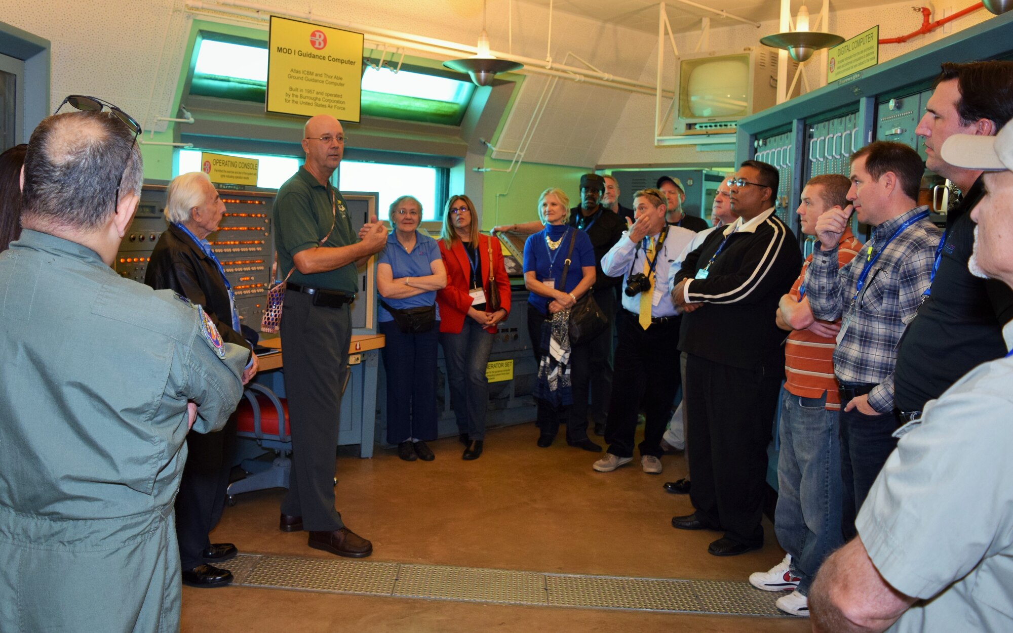 Jim Hale of the 45th Space Wing Public Affairs office guides San Antonio employers on a tour of Complex 26, the launch site of Explorer I, on Nov. 12, 2015 at Cape Canaveral Air Force Station, Florida. Explorer I was the first U.S. satellite launched into space in 1958. The tour was part of the 433rd Airlift Wing’s 2015 Employer Support of the Guard and Reserve Boss Lift. (U.S. Air Force photo/Tech. Sgt. Lindsey Maurice)