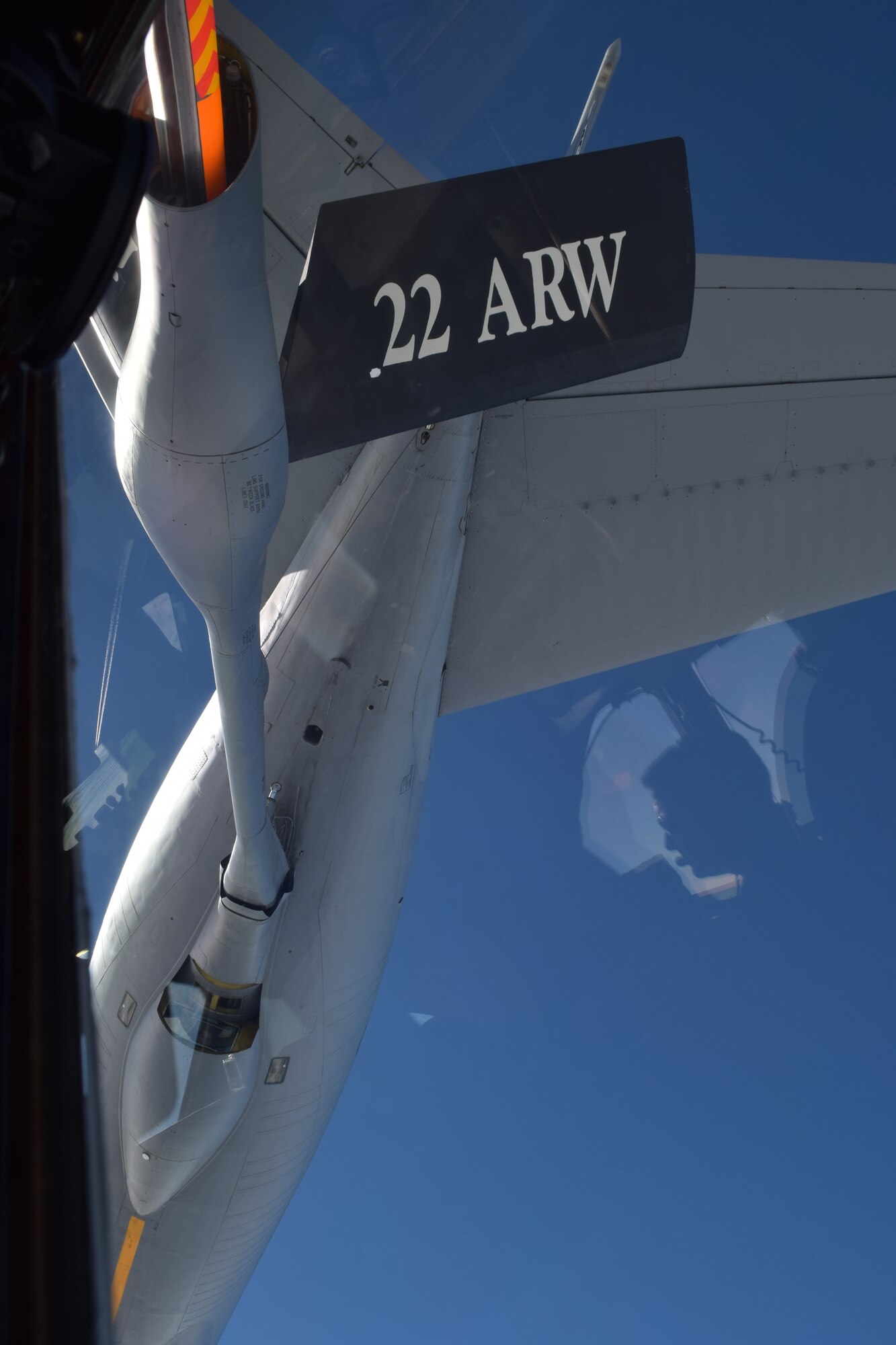 Members of the 931st/22nd Air Refueling Wing from McConnell Air Force Base, Kansas work with members of the 433rd Airlift Wing to conduct an aerial refueling of a C-5A Galaxy Nov. 13, 2015 on its return trip to Joint Base San Antonio-Lackland, Texas, from MacDill Air Force Base, Florida. The C-5A Galaxy was carrying San Antonio employers participating in the 433rd Airlift Wing’s 2015 Employer Support of the Guard and Reserve Boss Lift. (U.S. Air Force photo/Tech. Sgt. Lindsey Maurice)