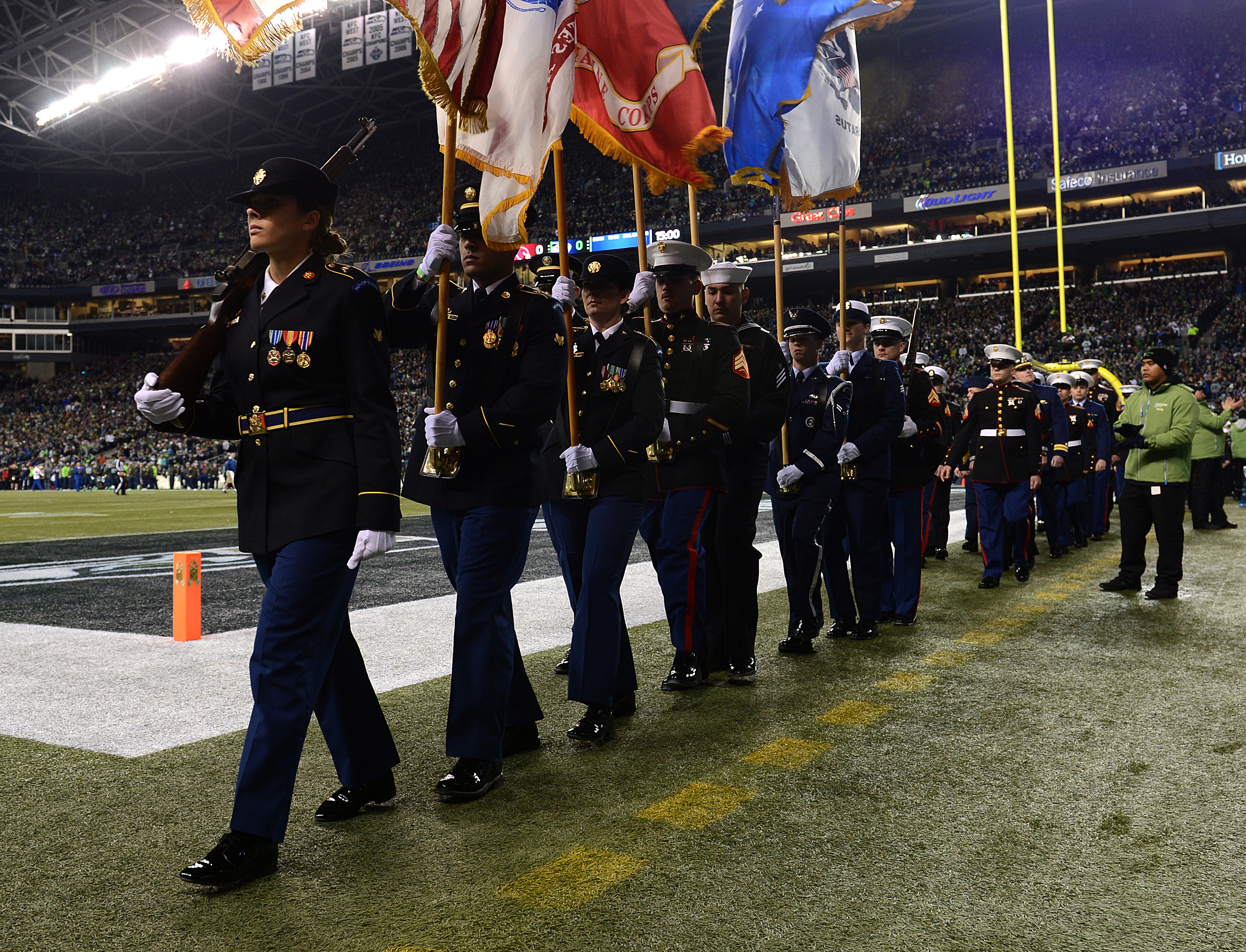 Service members participate in Seattle Seahawks "Salute to Service