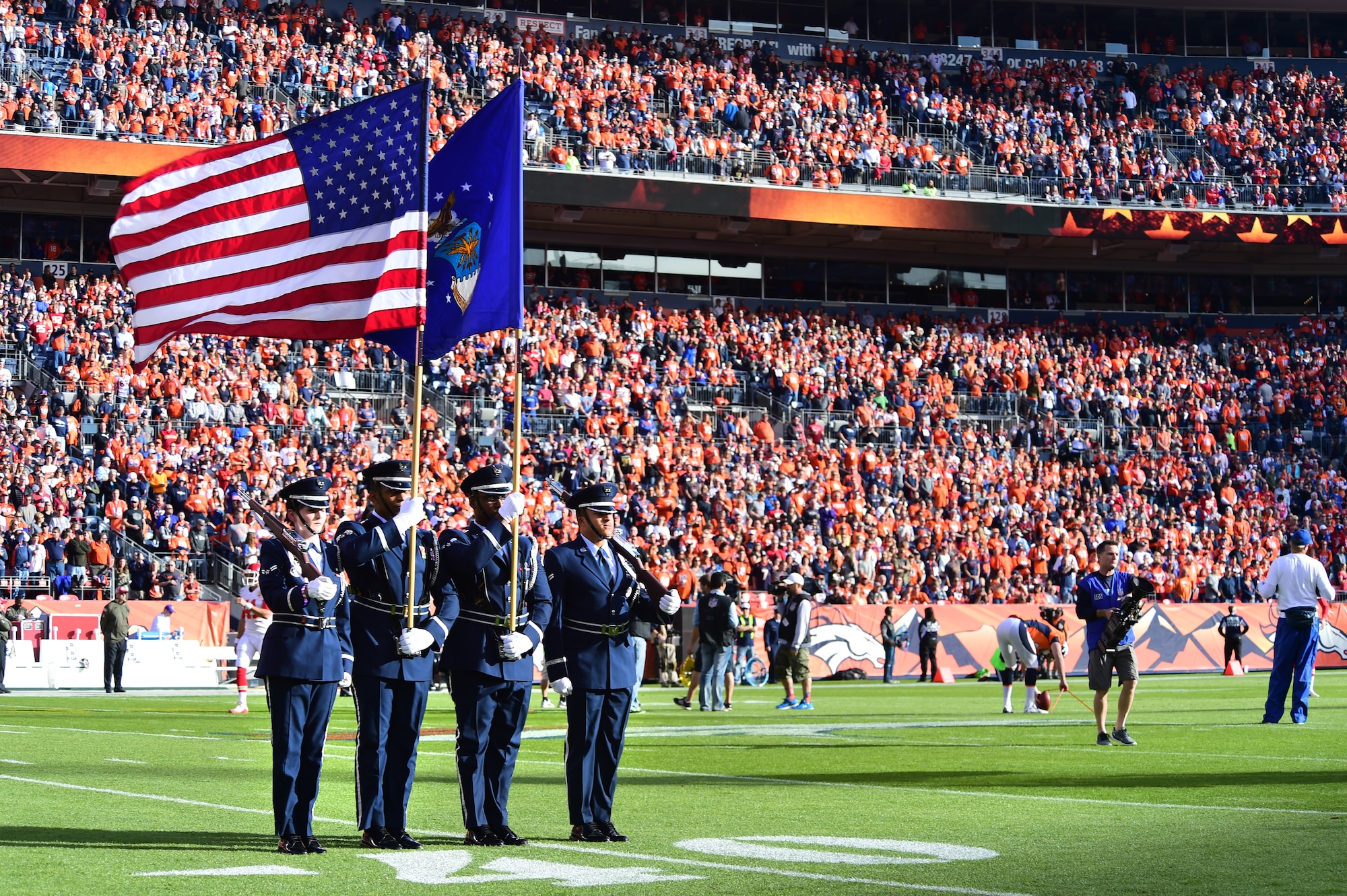 Luke  Military members participate Salute to Service game at