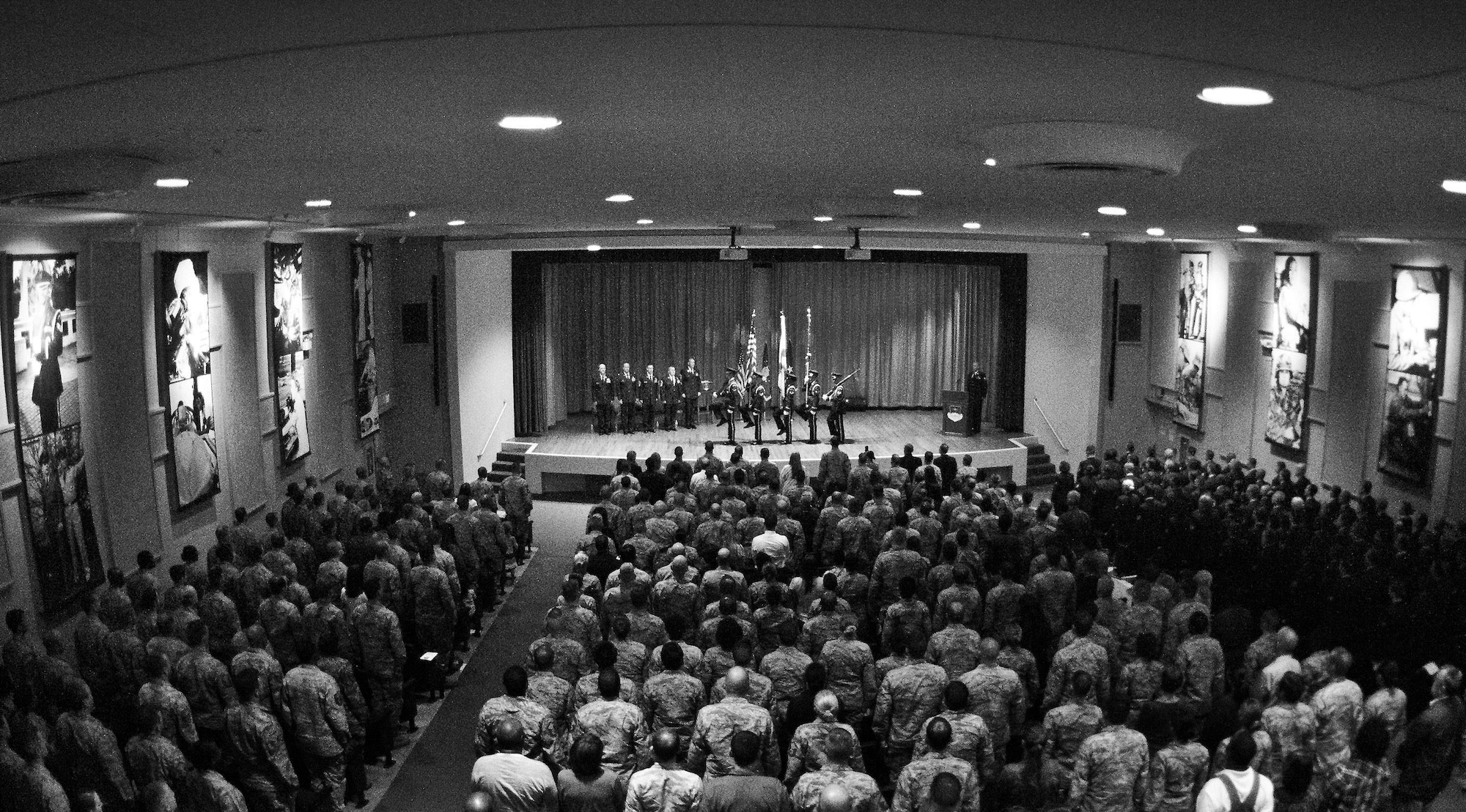 The Eglin Air Force Base Honor Guard brings in the colors at the beginning of the Community College of the Air Force graduation ceremony at the Enlisted Heritage Hall Nov. 13.  More than 100 Airmen received their diplomas during the ceremony.  (U.S. Air Force photo/Samuel King Jr.) 