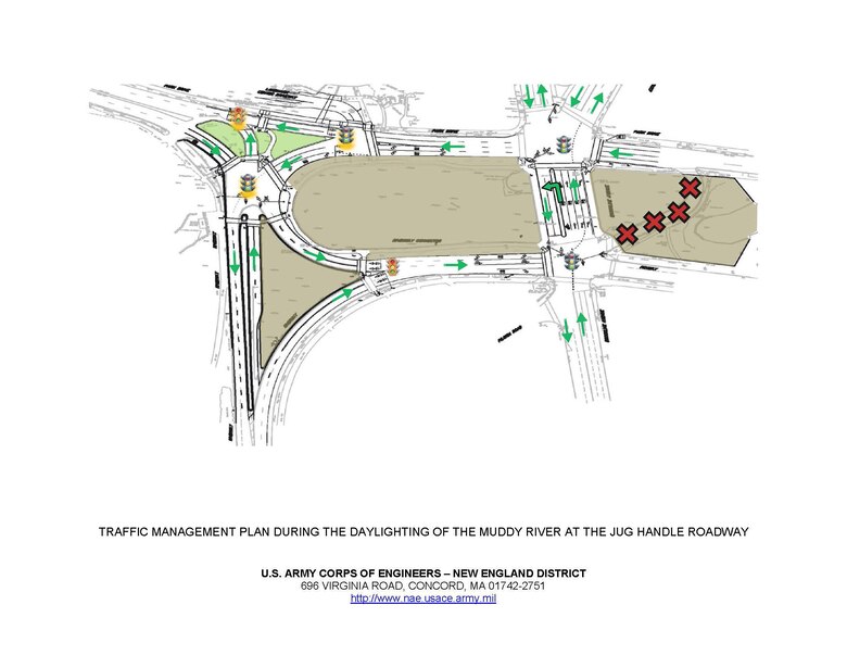 Work site plan for 5 Dec 2015 traffic pattern changes for Brookline Avenue, Park Drive, Riverway and permanent closure of Jug Handle Roadway.
