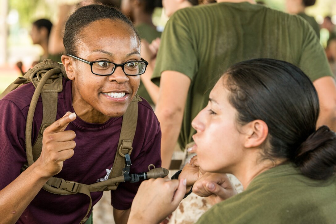 Sgt. Yonique R. Cousins currently serves as a Marine Corps drill instructor with Oscar Company, 4th Recruit Training Battalion, at Marine Corps Recruit Depot Parris Island, S.C. Cousins joined the Marine Corps in Aug. 2008 and became a drill instructor in Dec. 2014. “I strive hard for everything I do,” said Cousins, a 25-year-old native of McDonough, Ga. “No matter what obstacle may come my way, I will overcome it. That is why I’m here.” About 600 Marine Corps drill instructors shape the approximately 20,000 recruits who come to Parris Island annually into basic United States Marines. Parris Island is home to entry-level enlisted training for 50 percent of males and 100 percent of females in the Marine Corps. (Photo by Sgt. Jennifer Schubert)