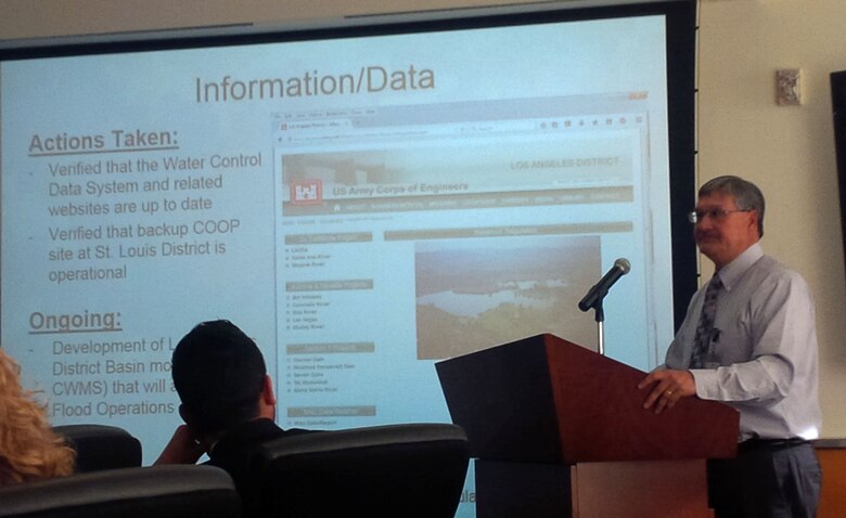 Rene Vermeeren, chief of the Los Angeles District's Hydrology and Hydraulics section, discusses important issues for water managers to consider, especially with a strong El Nino anticipated. "We have to identify and have a plan of action for all issues," Vermeeren said. "Maybe not resolve them all, but to ensure we identify them so we can prepare."