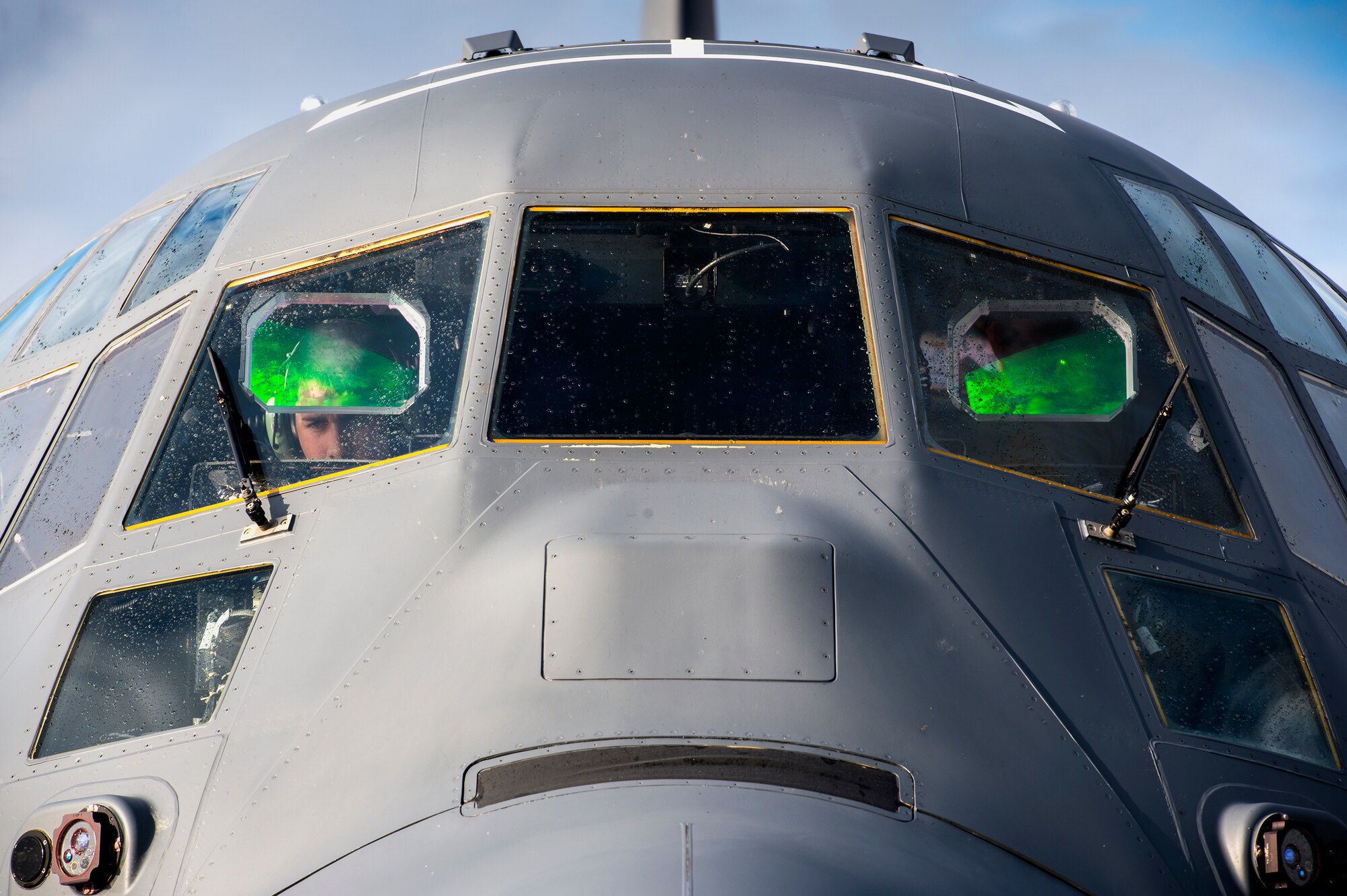 U.S. Air Force Staff Sgt. Jacob Dattage, 71st Rescue Squadron loadmaster, performs pre-flight checks in the cockpit of an HC-130J Combat King II, Nov. 3, 2015, at Moody Air Force Base, Ga. As a loadmaster, Dattage is responsible for ensuring the aircraft is prepared for a safe take off. (U.S. Air Force photo by Senior Airman Ryan Callaghan/Released)
