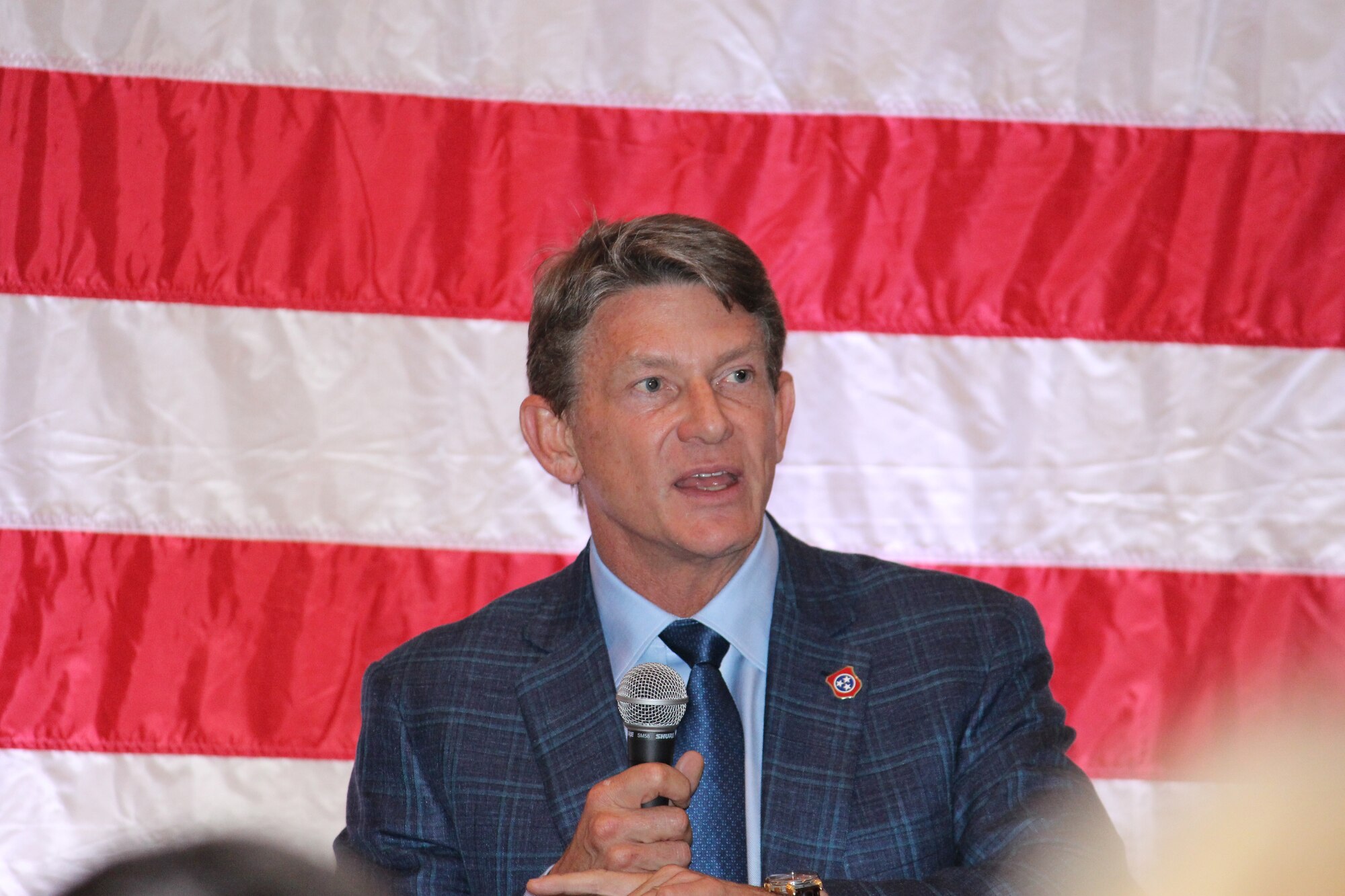 Randy Boyd, the guest speaker for the ACC Banquet, focused on jobs and accomplishments of the state’s Economic and Community Development department during his speech to almost 300 people. He also talked about the Aerospace and Defense Initiative designed to bring more high technology businesses to the state. Boyd is the commissioner. (U.S. Air Force photo/ Holly Fowler))