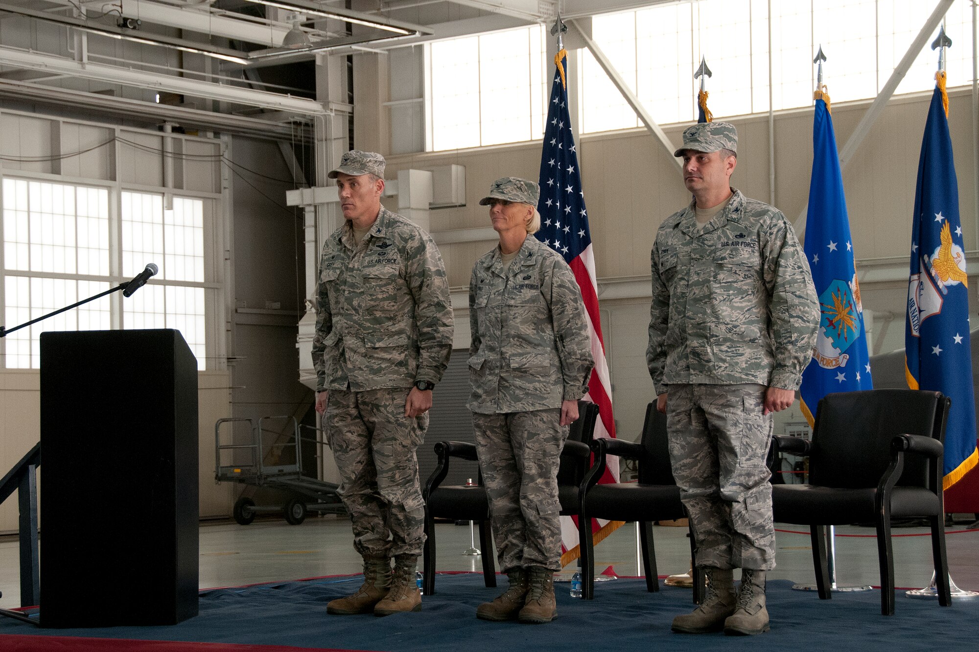 The 192nd Mission Support Group celebrated an assumption of command ceremony October 18, 2015, at Joint Base Langley-Eustis, Virginia. Col. Toni M. Lord assumed command of the Mission Support Group from Col. Jeffery L. Ryan. The 192nd MSG is comprised of four Squadrons with more than 340 personnel supporting an array of missions including security, personnel, communications, civil engineering, supply chain management, and logistics readiness. (U.S. Air National Guard photo by Master Sgt. Carlos J. Claudio)
