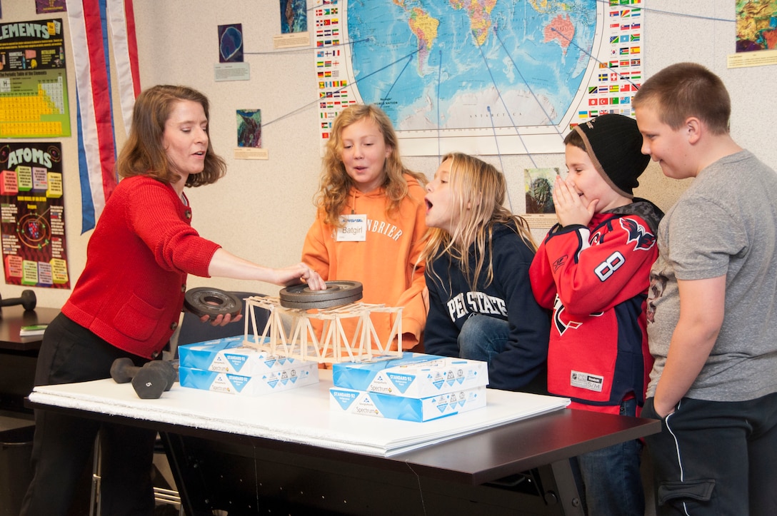 Volunteers with the U.S. Army Corps of Engineers, Transatlantic Division and the Middle East District visited with students at Winchester’s STARBASE Academy Nov. 10.