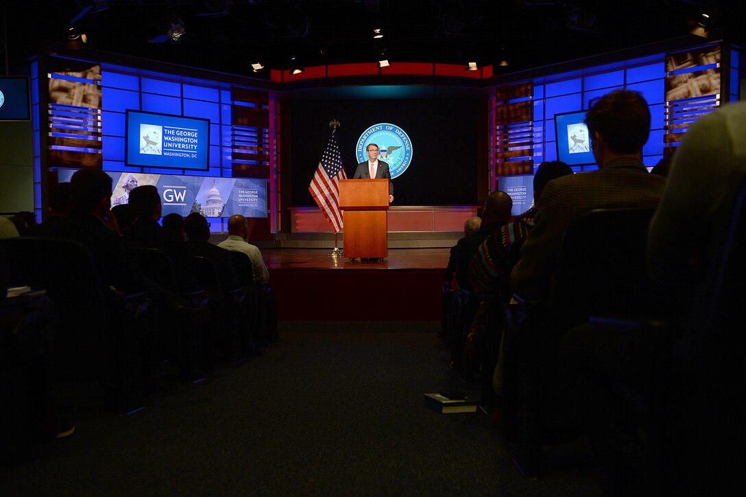 Defense Secretary Ash Carter announces the first phase of personnel reforms in his Force of the Future initiative at The George Washington University in Washington, D.C., Nov. 18, 2015. DoD photo by Army Sgt. 1st Class Clydell Kinchen