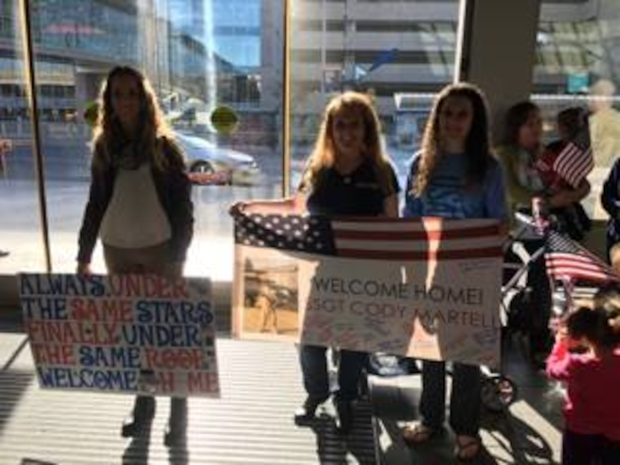 Members of 45th and 55th Aerial Port Squadrons returned from deployment in Southwest Asia supporting Operation Inherent Resolve Nov. 18, 2015. The Airmen were greeted by friends and family at Sacramento International Airport. The Patriot Guard Riders of Northern California were also on hand to welcome the returning warriors. (Courtesy photos by Danielle Eaton)
