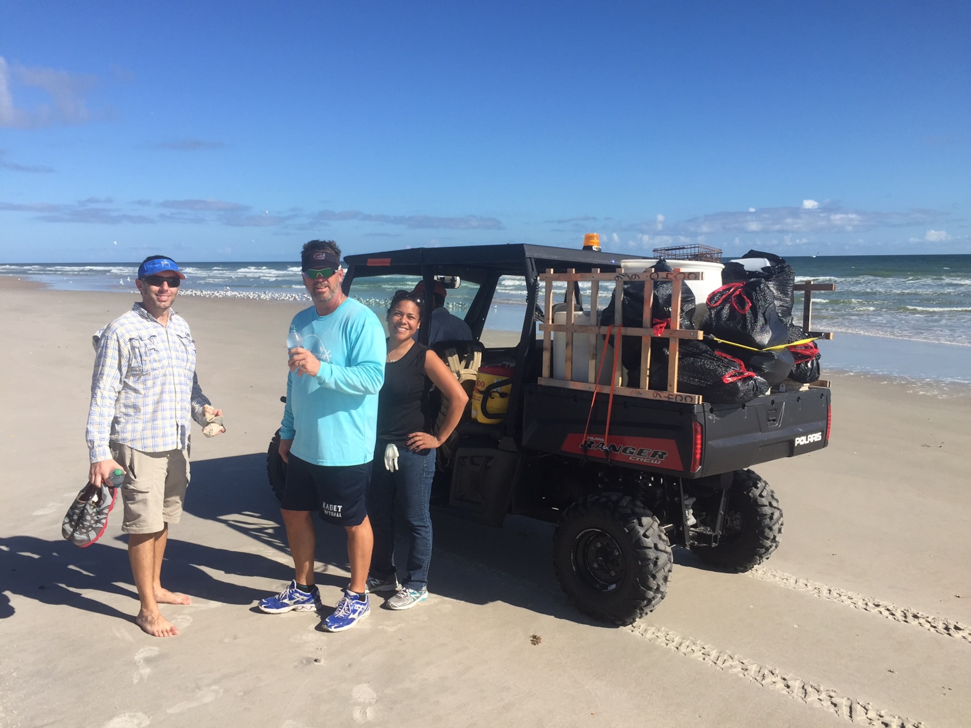 Seventy-one volunteers removed approximately nine tons of trash and debris from the Cape Canaveral Air Force Station Beach, Florida, in support of the 45th Space Wing’s environmental program Nov. 5, 2015.  Nine tons of trash equates to about four and a half dumpsters of material, which adds to the Spring 2015 cleanup, which removed approximately six tons. Since 2008, the running total of material removed from CCAFS is 151 tons. The team’s effort is generated from the grass roots and supported by the generous donation of volunteers' time.  (Courtesy photo)