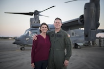 Col. Ted Corallo, Air Force Special Operations Command chief of staff, stands with his wife, Jamee, after his “fini flight” at Hurlburt Field, Fla., Nov. 10, 2015. In his career, Corallo piloted 10 different aircraft platforms including the Cessna T-37, MC-130H Combat Talon II, and the Osprey. He recently served as the AFSOC chief of staff for the last 18 months. (U.S. Air Force photo by Senior Airman Christopher Callaway)