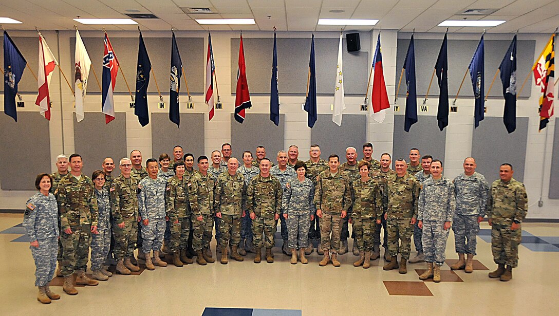 One-Star and Two-Star Commanders meet with Lt. Gen. Jeffrey Talley, Chief of Army Reserve and Commanding General USARC, at a Commander's Huddle Nov. 18 at the 99th Regional Support Command's Headquarters. The purpose of the huddle was to enhance working relationships among Army Reserve Senior Commanders and Lt. Gen. Talley.