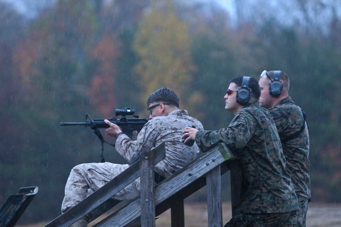 Cpl. Robert Gardner, Marine Barracks Washington, competes in the fifth annual Combat Shooting Competition Oct. 28, hosted by Weapons Training Battalion aboard Marine Corps Base Quantico.