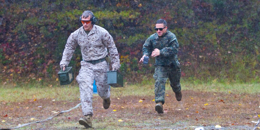 Marines participate in the fifth annual Combat Shooting Competition Oct. 28, hosted by Weapons Training Battalion aboard Marine Corps Base Quantico. The weeklong tournament challenged Marines in the application of basic fundamentals of marksmanship in a simulated combat environment. Infantrymen competed against Marines from Quantico, Marine Corps Air Station New River and Marine Corps Base Camp Lejeune participated in the competition.