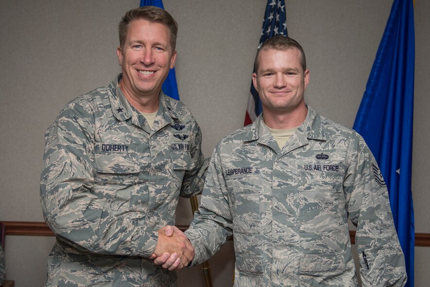 Tech. Sgt. Adam L’Esperance, 364th Training Squadron instructor supervisor and native of Big Bear Lake, Calif., has been in the Air Force for 13 years and is the Commander’s Wingman of Choice at Sheppard Air Force Base, Texas, for the week of Nov. 17-23, 2015. L’Esperance is an instructor for the telecommunications flight and was appointed as an instructor supervisor and assistant flight chief for telecommunications. (U.S. Air Force photo/Senior Airman Kyle Gese)