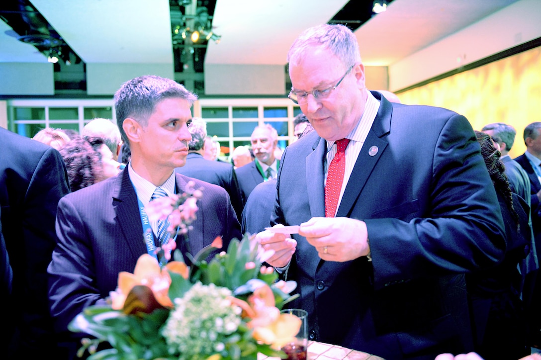 Deputy Secretary of Defense Bob Work met with Ukraine's Deputy Minister of Foreign Affairs, Chief of Staff of the Ministry Vadym Prystaiko, at the International Security at Halifax Forum on Nov. 20, 2015. DoD photo by U.S. Army Sgt. 1st Class Clydell Kinchen
