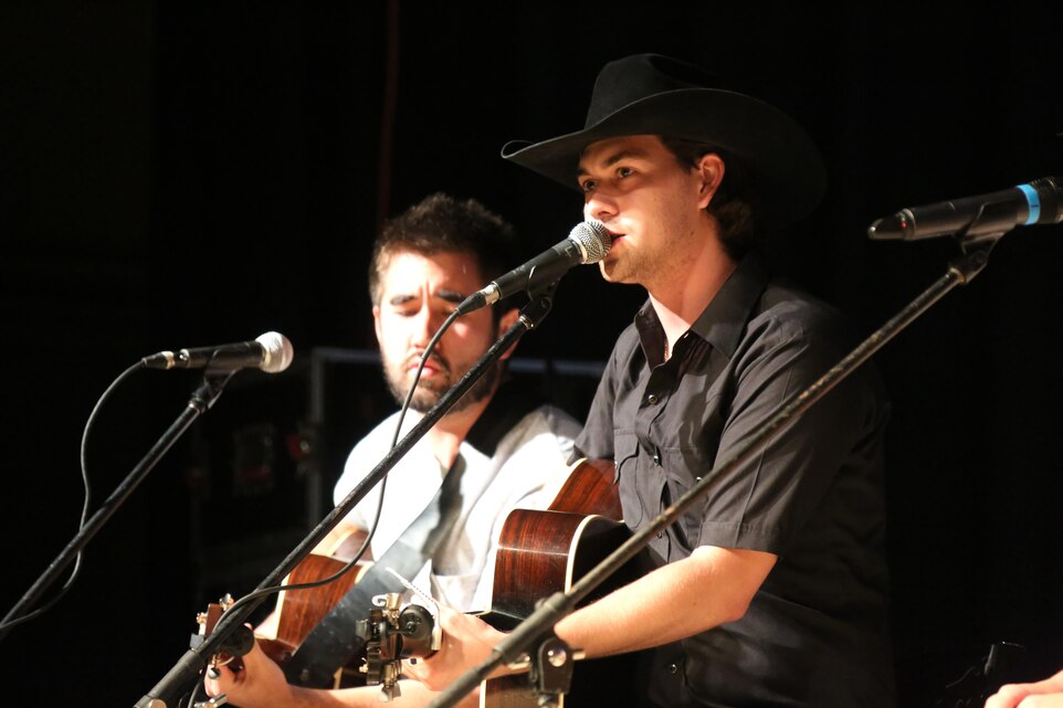 Country music artists perform their hit songs and tell stories for a crowd of nearly 2,000 Marines, Sailors and community members during the 7th annual WRNS Guitar Pull at Marine Corps Air Station Cherry Point, N.C., Nov. 19, 2015. The free concert which was hosted by Marine Corps Community Services and local country music radio station WRNS. The guitar pull featured talents including William Michael Morgan, Cam, Canaan Smith, Cassadee Pope and Waterloo Revival.  (U.S. Marine Corps Photo By Cpl. N.W. Huertas/Released)