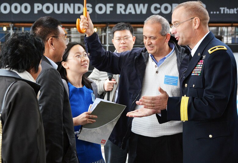 Brig. Gen. William Graham, CG USACE North Atlantic Division and Mr. Joseph Forcina, Chief, Sandy Coastal Management Division, USACE North Atlantic Division greet Minister Chen Lei of the Ministry of Water Resources of China and Delegation and Ms. Jing Xu, Deputy Division Chief, Department of International Cooperation, Science and Technology. 