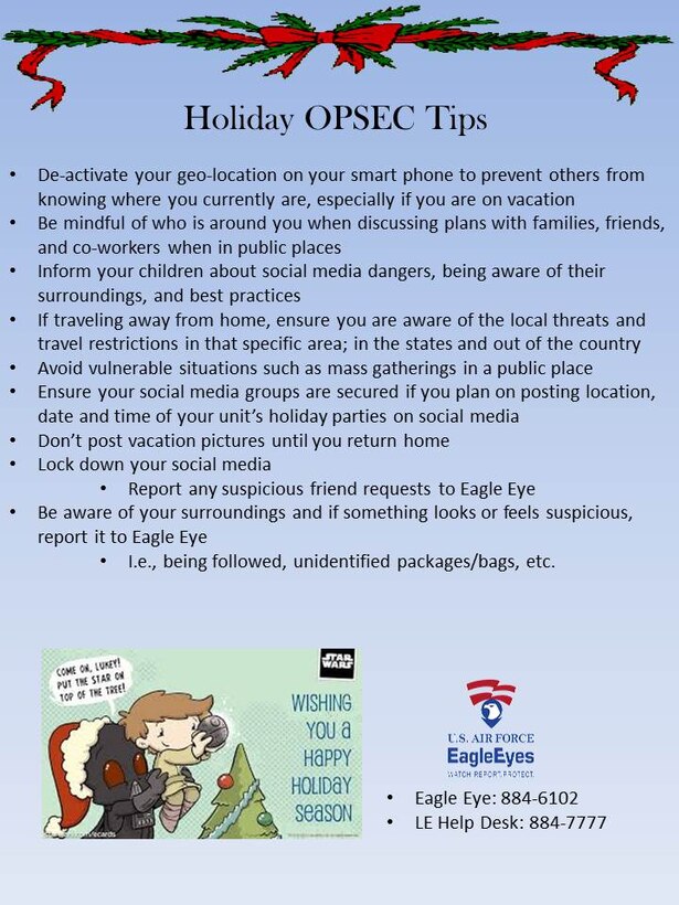 As an Air Commando and a member of the Hurlburt Field community, it is your responsibility to protect those around you and be aware of your surroundings. We are asking you to take four seconds out of your day to do your part in protecting your community.
