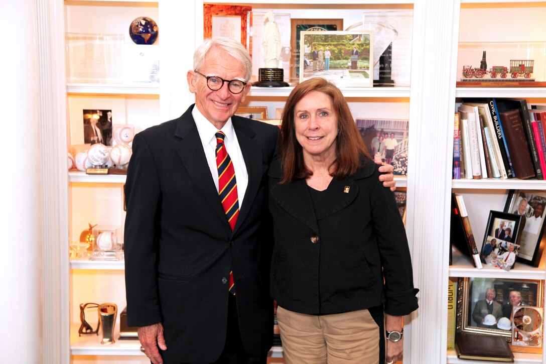 In October, the Honorable Jo-Ellen Darcy, Assistant Secretary of the Army for Civil Works, visited the Charleston District and visited mitigation sites, Charleston Harbor and had lunch with the Charleston County School District Superintendent to discuss the Corps STEM program. Here, she meets with Mayor Joe Riley to discuss Post 45.