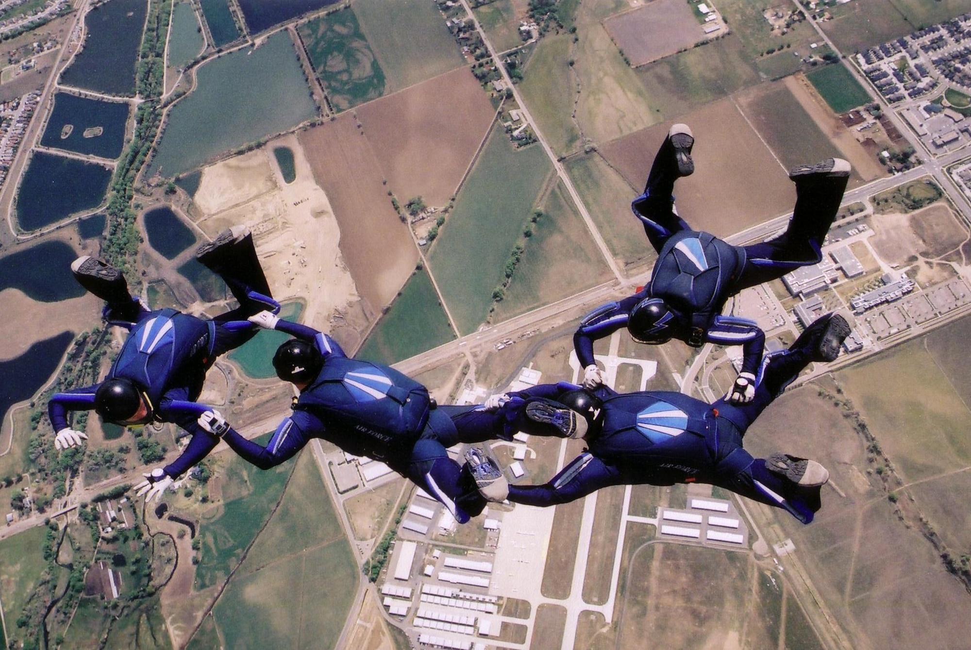 Wings of Blue, the Air Force parachute team, won 19 medals at the U.S. Parachuting Association National Skydiving Championships in Eloy, Arizona, Oct. 22-31, 2015. (U.S. Air Force photo) 
