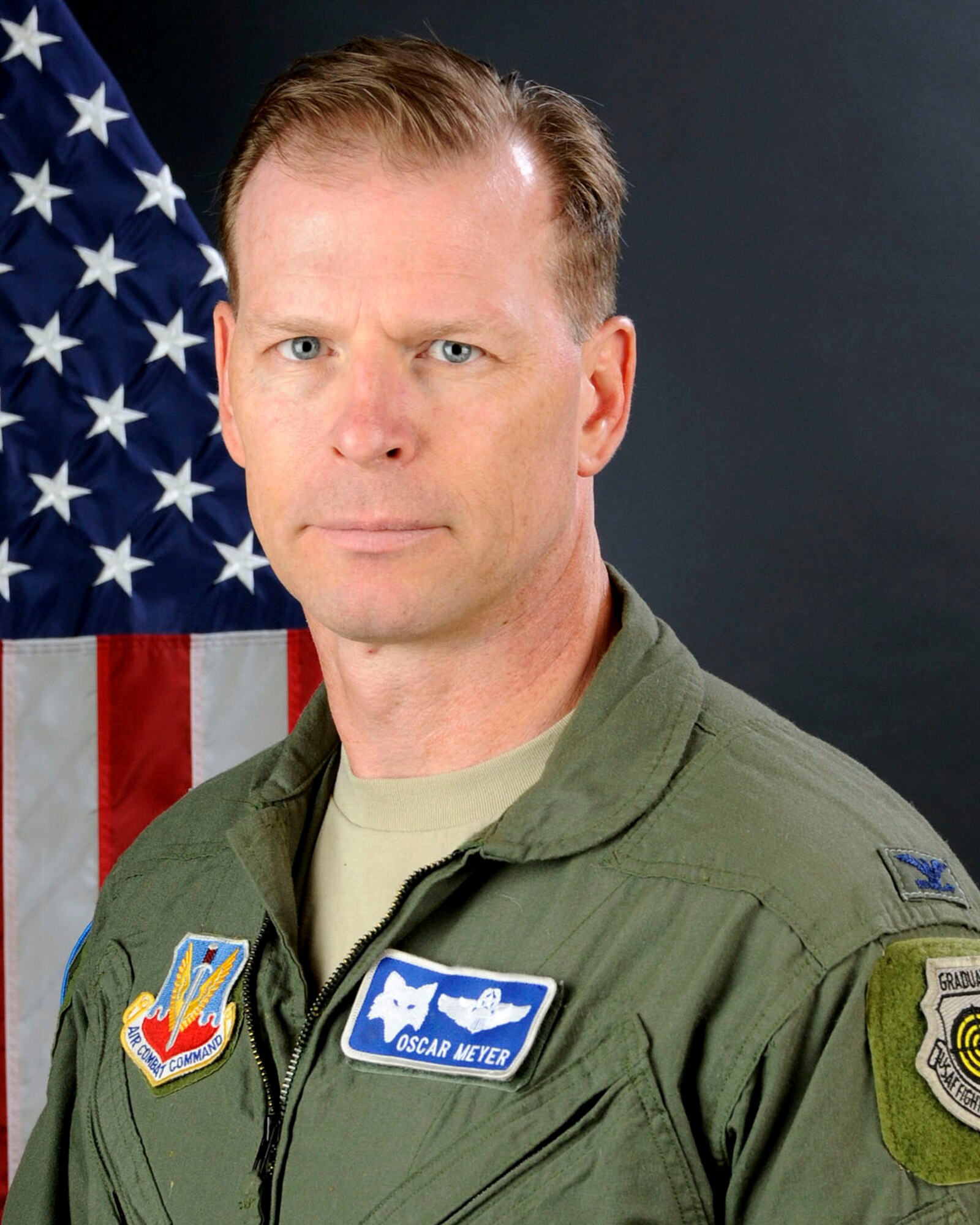 U.S. Air Force Col. David Meyer, 169th Operations Group commander at McEntire Joint National Guard Base, South Carolina Air National Guard, poses for his portrait June 11, 2013. (U.S. Air National Guard photo by Tech. Sgt. Caycee Watson/Released)
