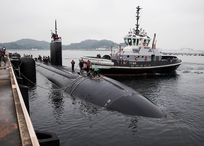 FLEET ACTIVITIES YOKOSUKA, Japan (Nov. 24, 2015) The Los Angeles-class fast-attack submarine USS Charlotte (SSN 766) moors at Fleet Activities Yokosuka. Charlotte is visiting Yokosuka as a part of a regularly scheduled port visit. 
