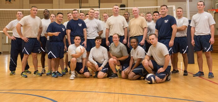 Airman Leadership School students competed against the installation chief master sergeants and first sergeants  in a volleyball tournament at Joint Base Charleston – Air Base, S.C., on Nov. 23, 2015. The “Chiefs” were victorious remaining unbeaten for over a year. (U.S. Air Force photo/Airman 1st Class Thomas T. Charlton)