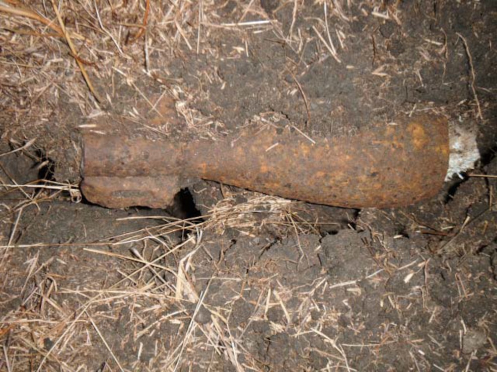 Munition found at Former Camp San Luis Obispo in September 2010. Source: U.S. Army Corps of Engineers
