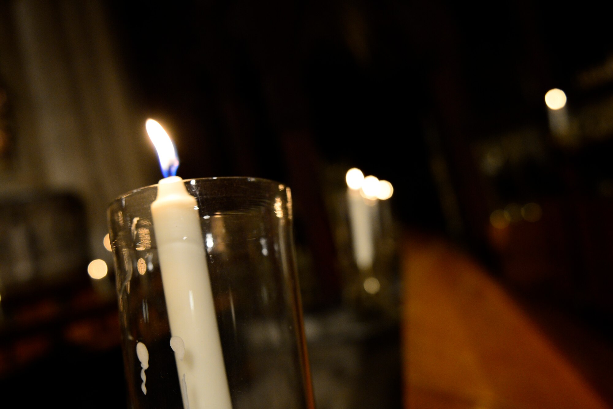 Candles flicker during a Thanksgiving Eve Service held at Ely Cathedral in Ely, England, Nov. 25, 2015. The 29th Annual Thanksgiving Service gave U.S. service members in England an opportunity to enjoy an American holiday service within the British community. (U.S. Air Force photo by Airman 1st Class Erin R. Babis/Released)