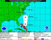 The National Hurricane Center's rendering of the projected path of Hurricane Joaquin.