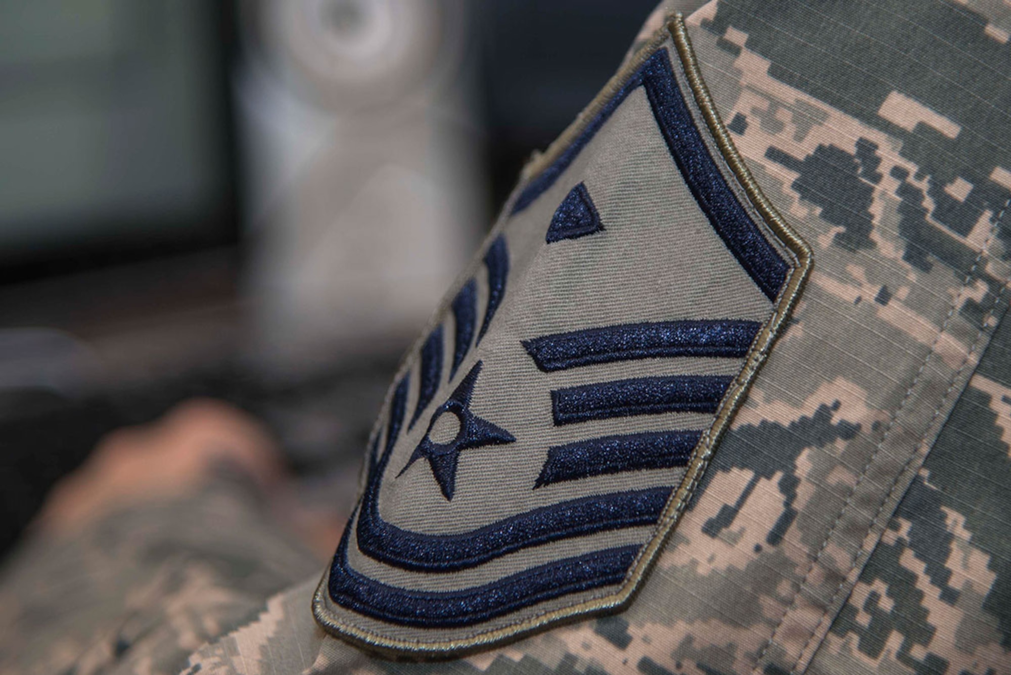 U.S. Air Force first sergeants are easily recognized by a lozenge, or diamond, on their rank insignia. A first sergeant provides a dedicated focal point for all readiness, health, morale, welfare, and quality-of-life issues within an organization. (U.S. Air Force photo by Staff Sgt. Sheila deVera/Released)