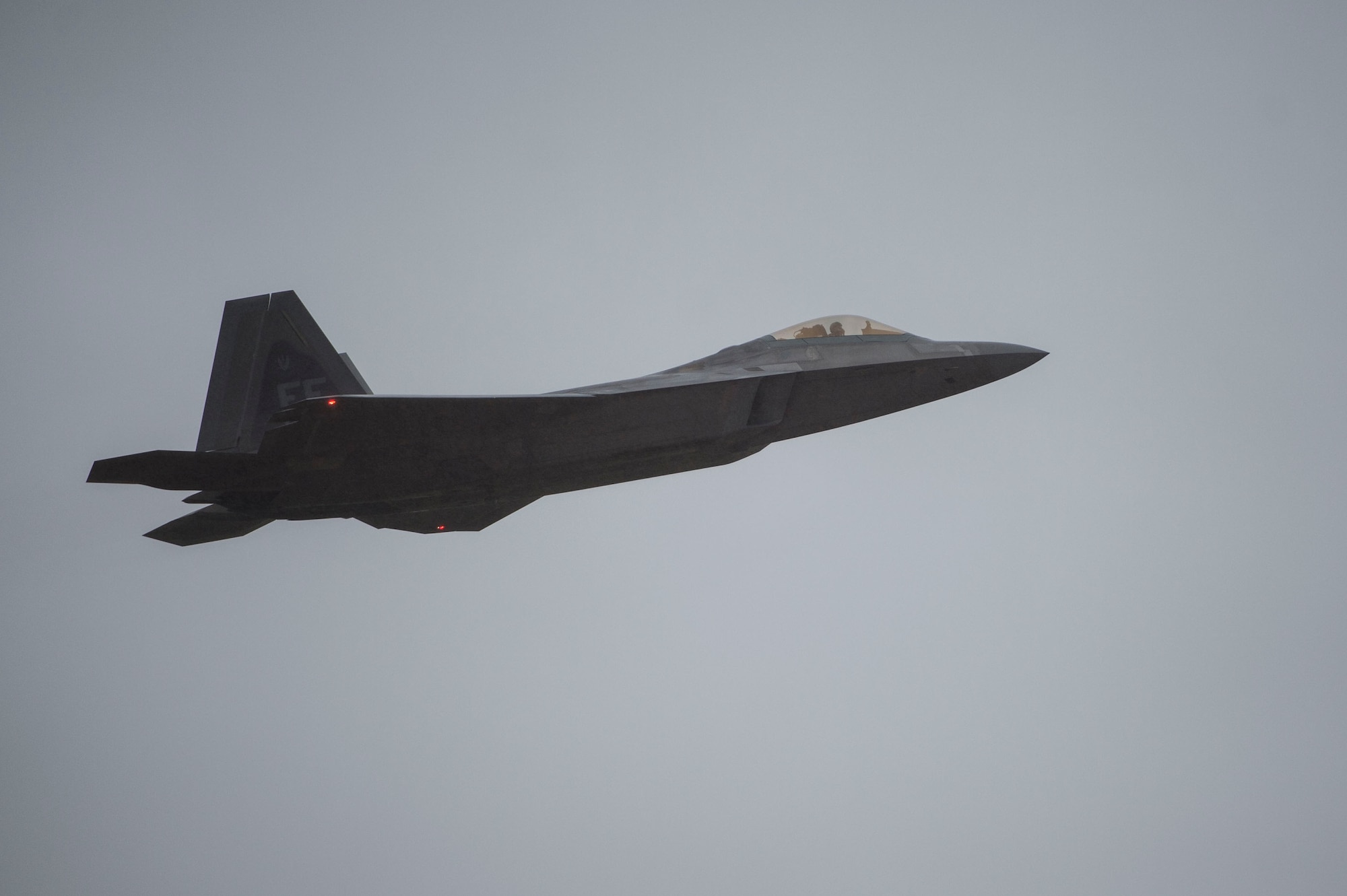 An F-22 Raptor takes off from the runway at Langley Air Force Base, Va., Oct. 1, 2015. Aircraft were evacuated from the installation in preparation for projected tidal surges and potential flooding as a result of Hurricane Joaquin. (U.S. Air Force photo by Senior Airman Kayla Newman/Released)