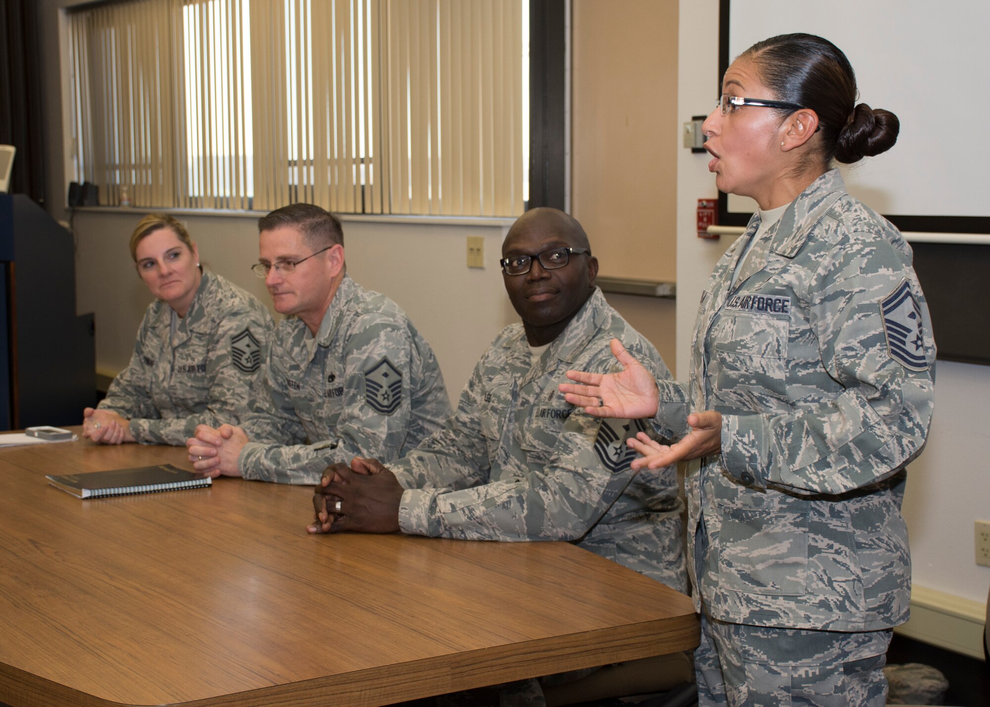 TRAVIS AIR FORCE BASE, Calif. -- More than two dozen technical and master sergeants participated in the 349th Air Mobility Wing's latest session of Operation B.O.L.D.er held Sept. 25, 2015, at Travis Air Force Base, Calif. (U. S. Air Force photos/Master Sgt. Rachel Martinez) 
