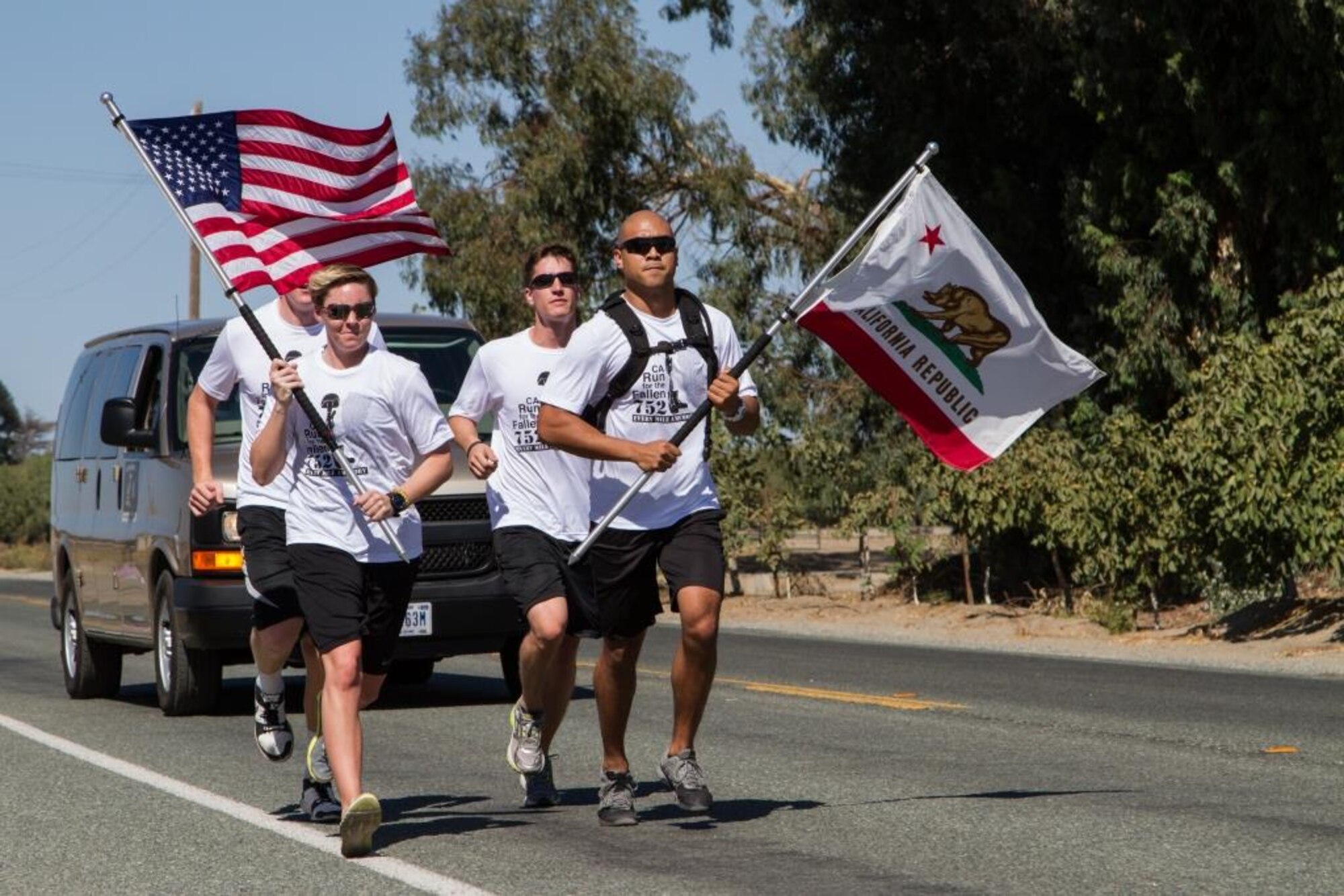 Military runners participate in the 5th Annual California Run for the Fallen Sept. 25 to 27. The three-day run covered 150 miles and honored 752 fallen service members from California. (Courtesy photo)