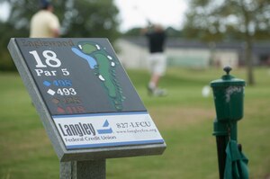 More than 50 players from across Joint Base Langley-Eustis, Va., gathered to compete during the Commander’s Cup golf tournament at Eaglewood Golf Course at Langley Air Force Base, Va., Sept. 25, 2015. During the event, players not only competed for the top score, but the tournament included a longest drive and “closest to the hole” competition. (U.S. Air Force photo by Senior Airman R. Alex Durbin/Released)