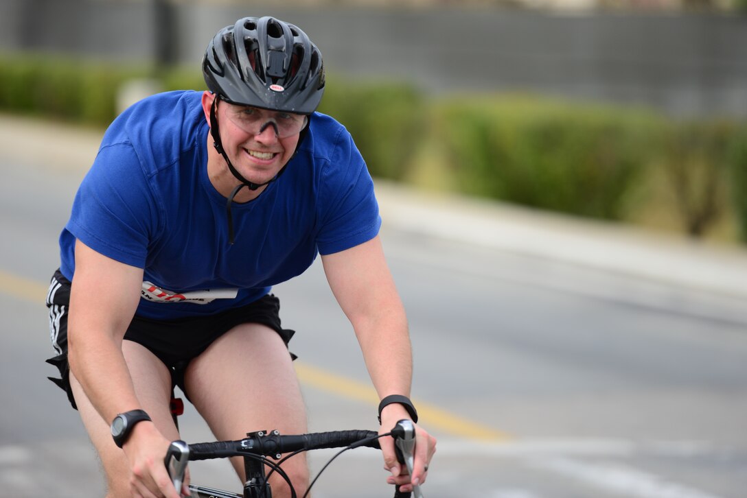 Airmen and Soldiers from across the base engaged in a race that combined both running and cycling as part of the second annual Osan Cup held at Osan Air Base, Republic of Korea, Sept. 30, 2015. Competing either alone or as a member of a team the participants contributed to their squadrons overall standing during the two-day event.
(U.S. Air Force photo/Staff Sgt. Amber Grimm)