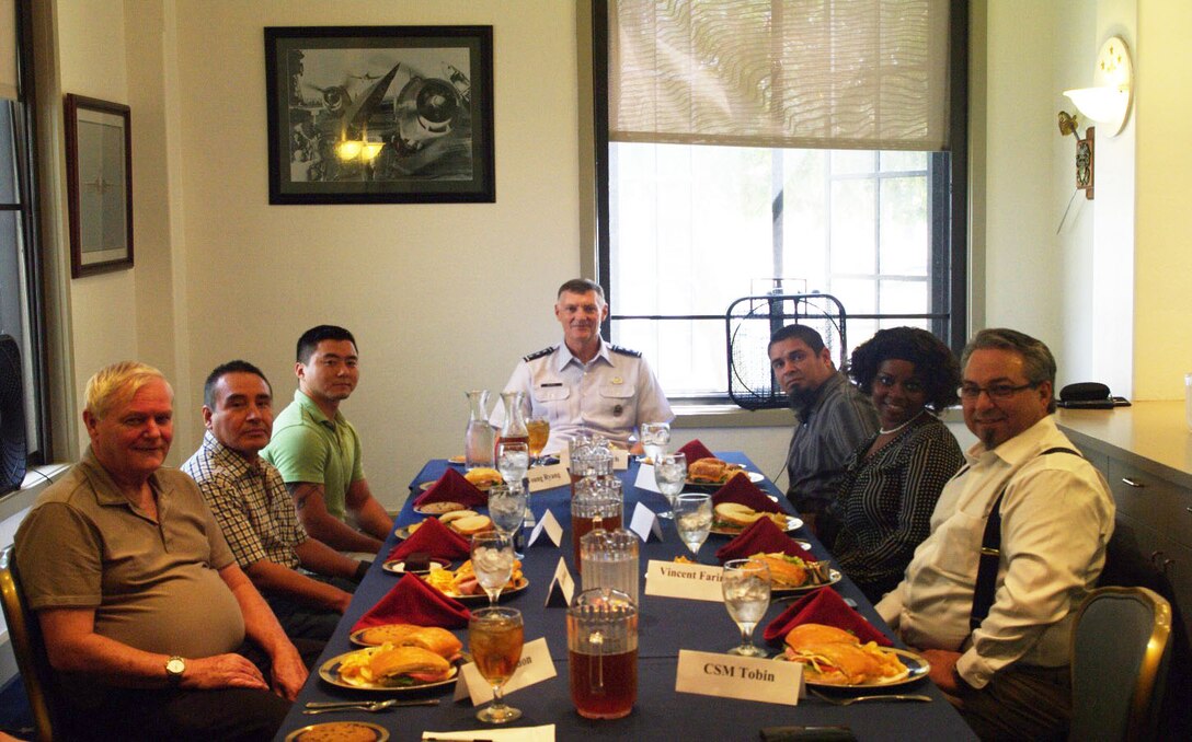 Lt. Gen Andrew Busch attended a luncheon with Employees of the Quarter from DLA Aviation, Distribution. Disposition and Document Services San Diego, Calif. Photo by: Oliver Olalia