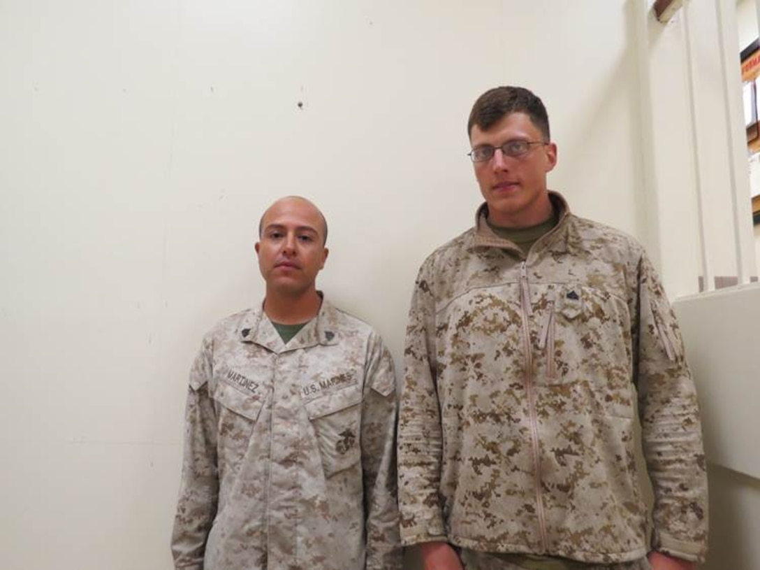 02 Oct 2015 - Coach of the week, Sgt Martinez, Noe with 2D CEB and High Shooter Cpl Gibson, Corbin J. Shot a 337 with 2D LAR BN
