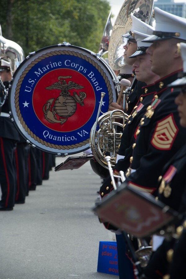 Quantico Marine Corps Ceremonial Band prepares for the Netherlands International Military Tattoo Festival in Rotterdam, Netherlands, Sept. 20.