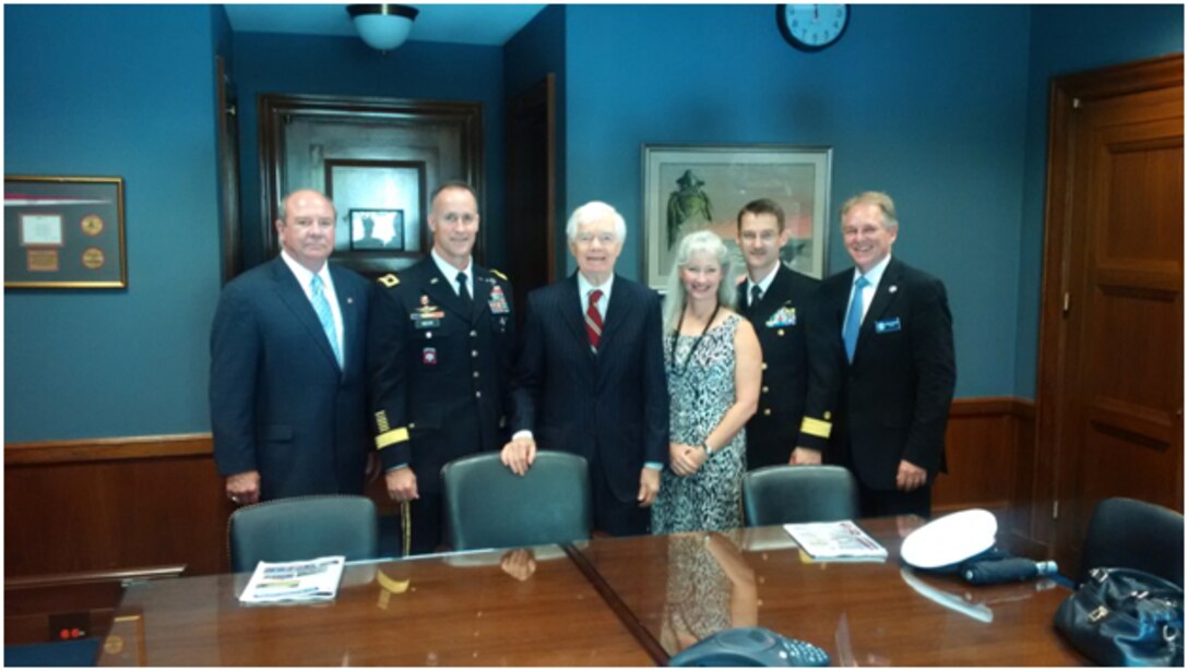 Sept. 30 - MRC Commissioners the Honorable R.D. James, Maj. Gen. Wehr, the Honorable Dr. Norma Jean Mattei, Rear Adm. Gerd Glang, and MRC Director Mr. Stephen Gambrell, after a meeting with Mississippi Senator Thad Cochran.  